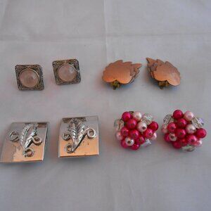 Vintage Lot Of Earrings, Costume Jewelry, Fashion Jewelry, Clip/Pierced, 4 Pairs